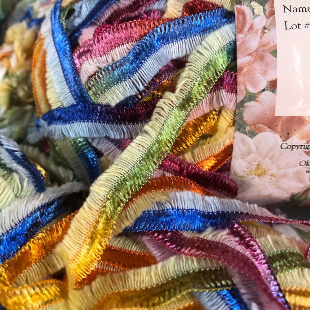 Yarn Bee, Jewel Song, ribbon eyelash, Butterflies colorway, 4 skeins, 158 yd ea